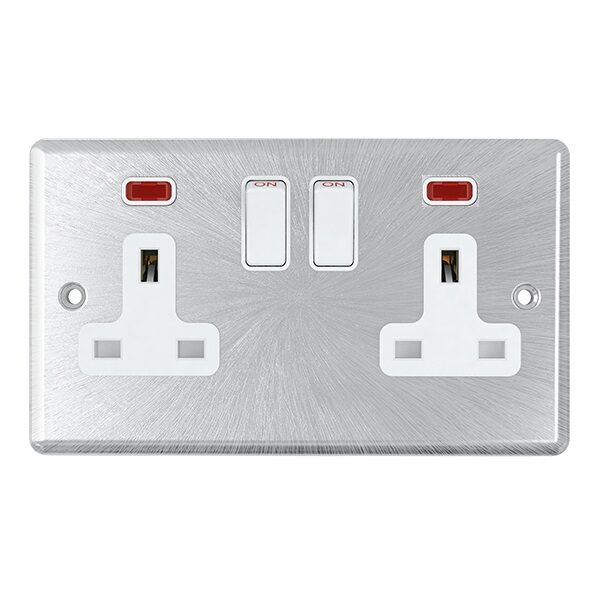 13 Amp 2 Gang Switched Socket SP with Neon